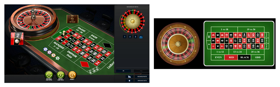 French Roulette with “La Partage” rule and American Roulette features two green pockets