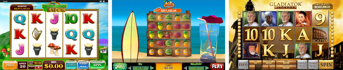 Play Leprechauns Jackpot, Funny Fruit jackpot and Gladiator Jackpot at Mansion Casino